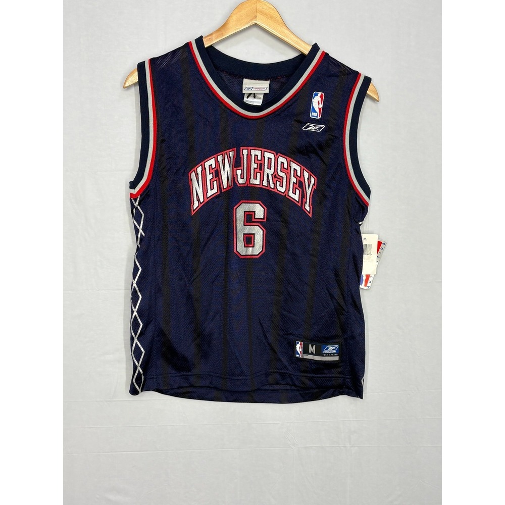 New Jersey Nets Reebok NBA Jersey Boys Blue Black Kenyon Martin #6 Medium NWT